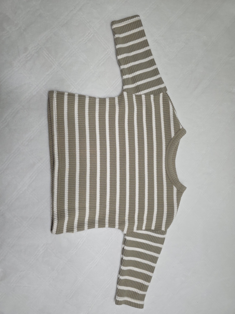 Kids Beige & White Striped Knit Sweater Top